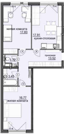 2 комнатная с ремонтом 71,18 кв.м. (ЖК “Лугометрия”)